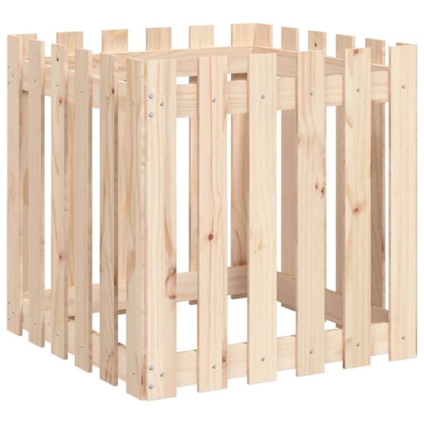 vidaXL plantekasse med stakitdesign 60x60x60 cm massivt fyrretræ - Plantekrukker