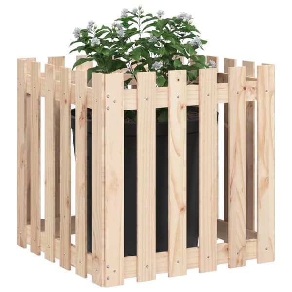 vidaXL plantekasse med stakitdesign 60x60x60 cm massivt fyrretræ -  Plantekrukker