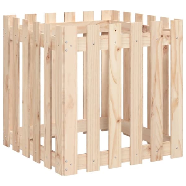 vidaXL plantekasse med stakitdesign 60x60x60 cm massivt fyrretræ - Plantekrukker