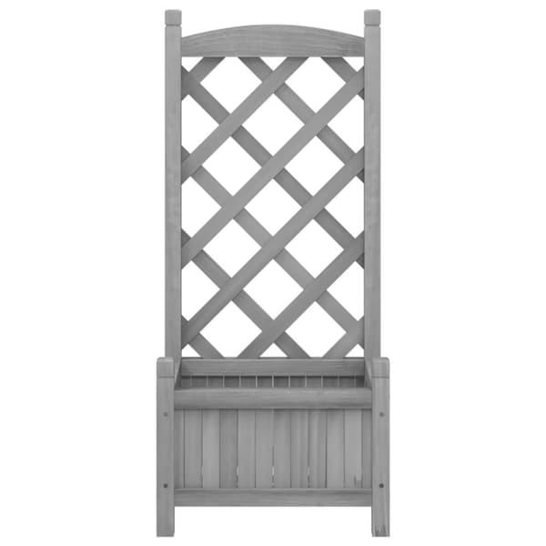 vidaXL plantekasse med espalier massivt grantræ grå -  Plantekrukker