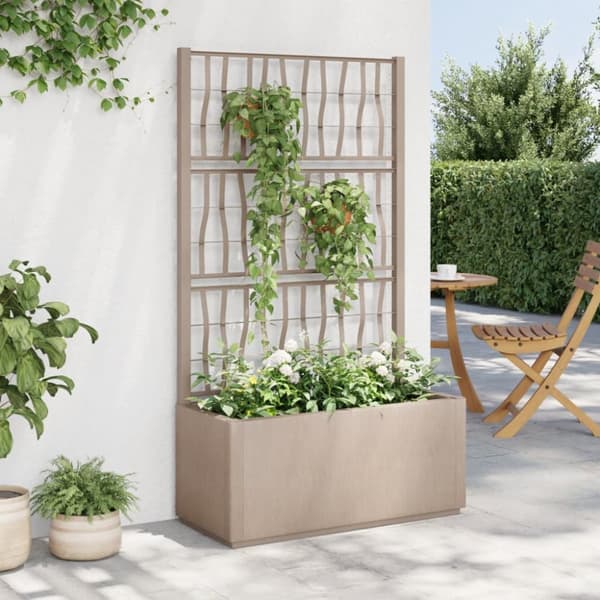 vidaXL Odlingslåda med spaljé ljusbrun 80x36x140 cm PP -  Krukor & odlingslådor