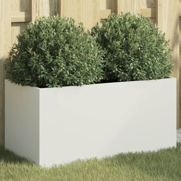 vidaXL Odlingslåda vit 62x30x29 cm kallvalsat stål -  Krukor & odlingslådor