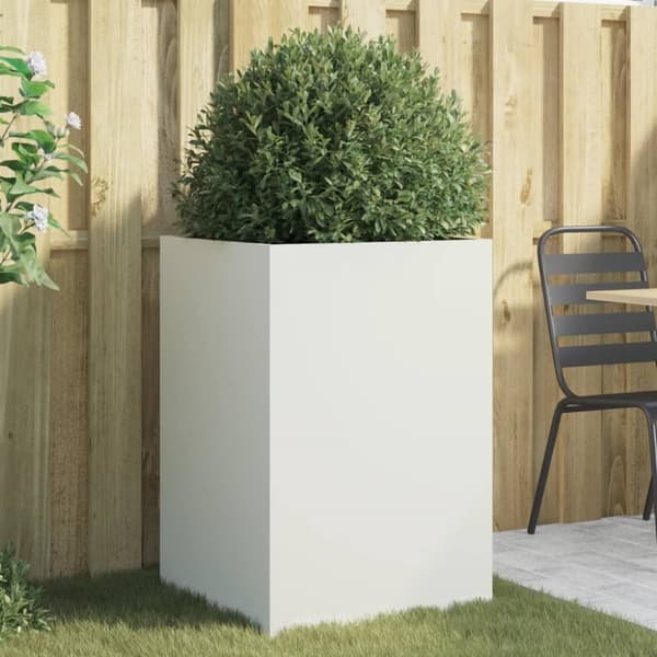 vidaXL plantekasse 52x48x75 cm koldvalset stål hvid -  Plantekrukker
