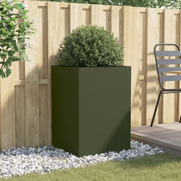 vidaXL plantekasse 52x48x75 cm koldvalset stål olivengrøn -  Plantekrukker