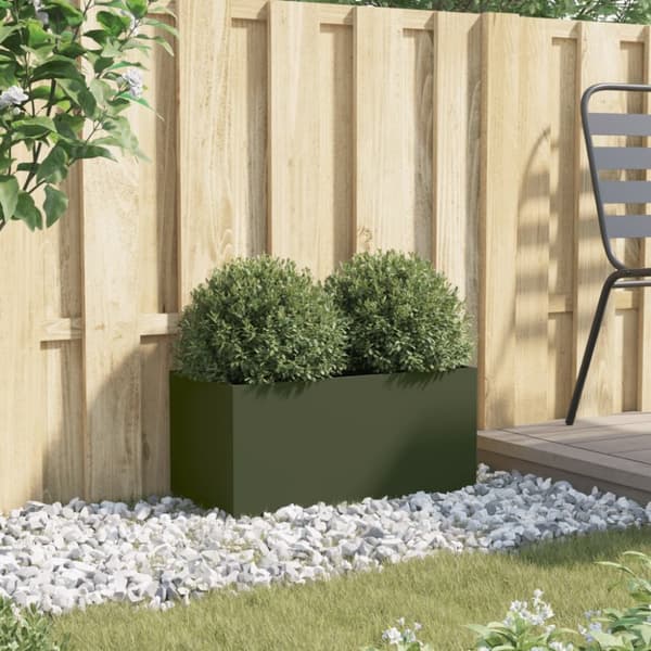 vidaXL plantekasse 62x30x29 cm koldvalset stål olivengrøn -  Plantekrukker