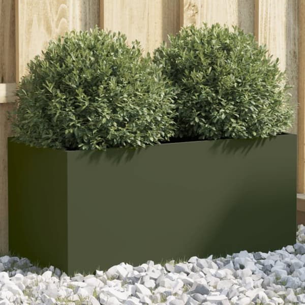 vidaXL plantekasse 62x30x29 cm koldvalset stål olivengrøn -  Plantekrukker