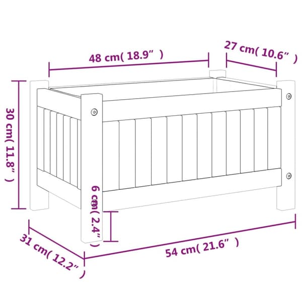 vidaXL plantekasse med for 54x31x30 cm massivt akacietræ -  Plantekrukker