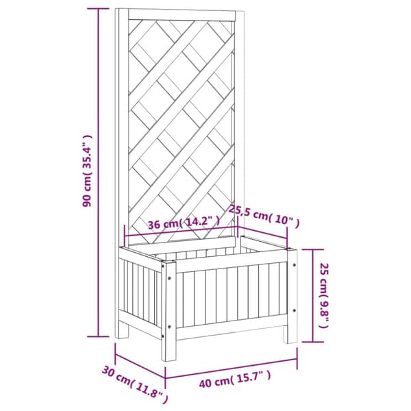 vidaXL plantekasse med espalier massivt grantræ sort -  Plantekrukker