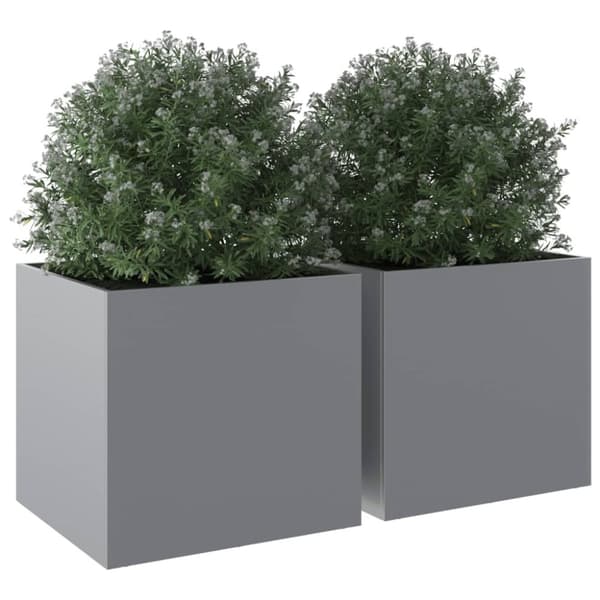 vidaXL Kukkalaatikot 2 kpl hopea 49x47x46 cm galvanoitu teräs -  Kukkaruukut & istutuslaatikot
