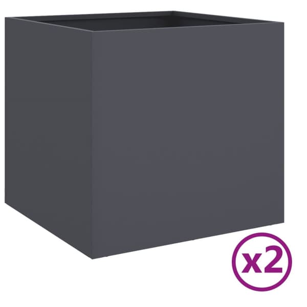 vidaXL Odlingslådor 2 st antracit 49x47x46 cm kallvalsat stål -  Krukor & odlingslådor
