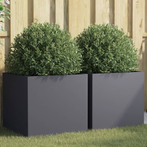 vidaXL Odlingslådor 2 st antracit 49x47x46 cm kallvalsat stål -  Krukor & odlingslådor