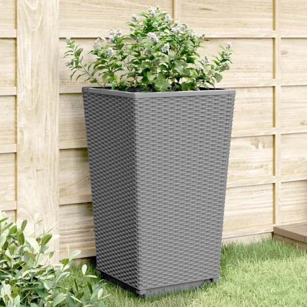 vidaXL Odlingslådor 2 st ljusgrå 32,5x32,5x57 cm PP - Krukor & odlingslådor