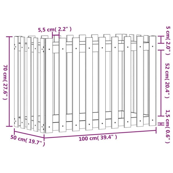 vidaXL højbed med stakitdesign 100x50x70 cm massivt douglasgran -  Plantekrukker