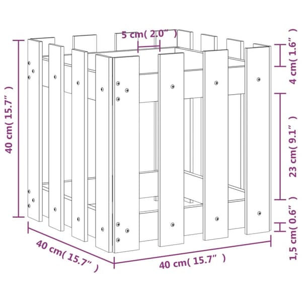 vidaXL Kukkalaatikko aitamuotoilu 40x40x40 cm täysi mänty -  Kukkaruukut & istutuslaatikot