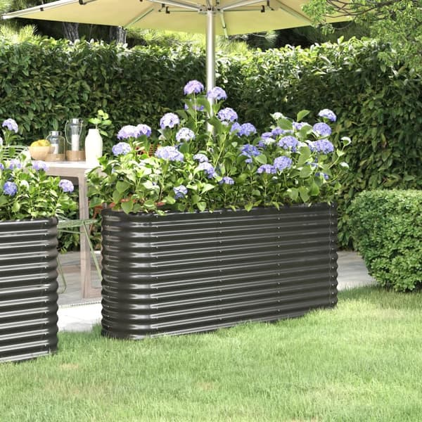 vidaXL plantekasse 152x40x68 cm pulverlakeret stål antracitgrå -  Plantekrukker