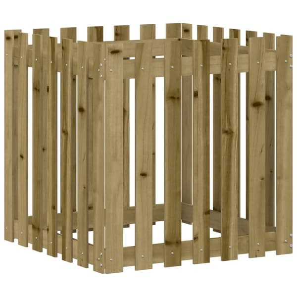vidaXL Odlingslåda med staket-design 70x70x70 cm impregnerat furu - Krukor & odlingslådor