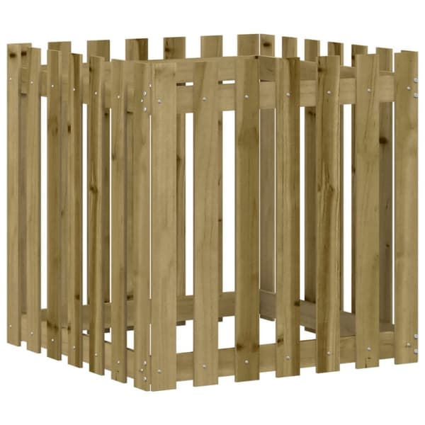 vidaXL Odlingslåda med staket-design 70x70x70 cm impregnerat furu - Krukor & odlingslådor