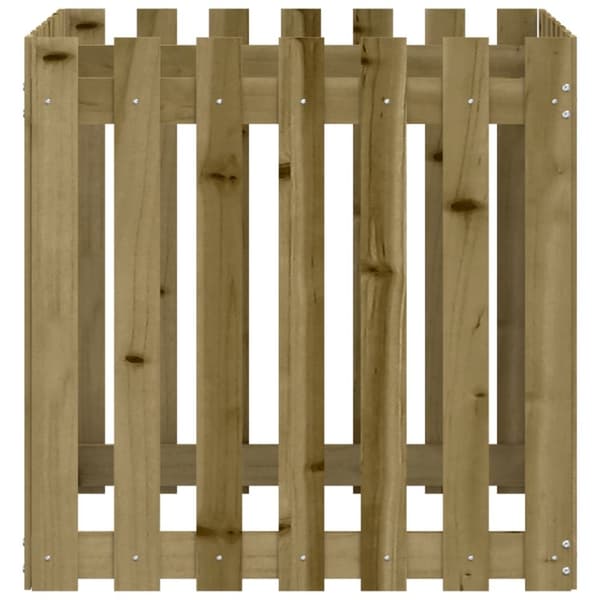 vidaXL Odlingslåda med staket-design 70x70x70 cm impregnerat furu - Krukor & odlingslådor