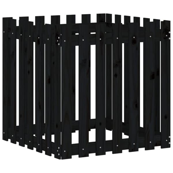 vidaXL plantekasse med stakitdesign 70x70x70 cm massivt fyrretræ sort -  Plantekrukker