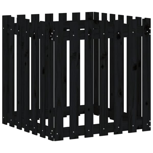 vidaXL plantekasse med stakitdesign 70x70x70 cm massivt fyrretræ sort -  Plantekrukker
