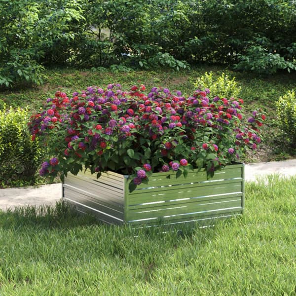 vidaXL højbed 100x100x45 cm galvaniseret stål sølvfarvet -  Plantekrukker