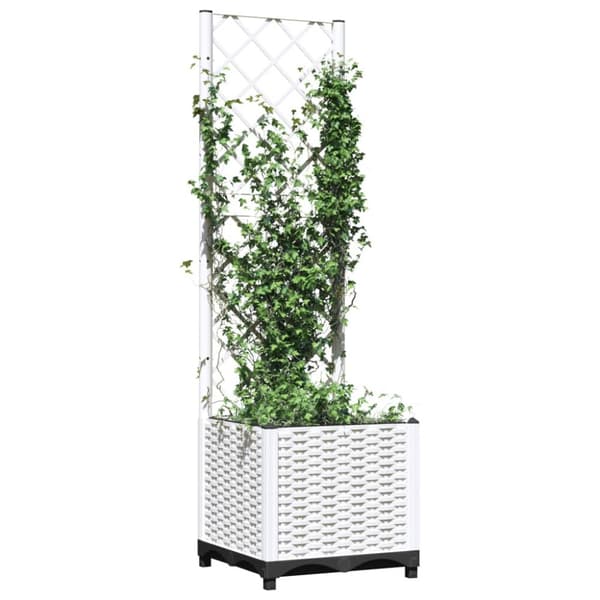 vidaXL plantekasse med espalier 40x40x136 cm PP hvid - Plantekrukker