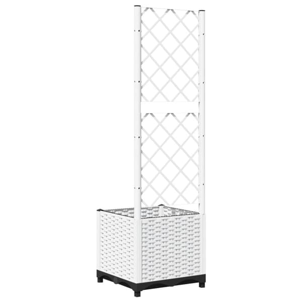 vidaXL plantekasse med espalier 40x40x136 cm PP hvid -  Plantekrukker
