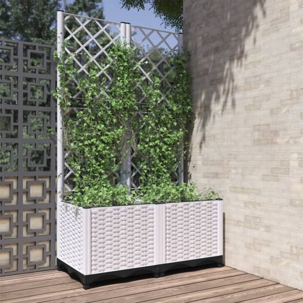 vidaXL plantekasse med espalier 80x40x136 cm PP hvid - Plantekrukker