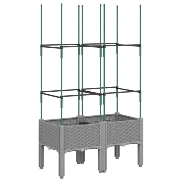 vidaXL plantekasse med espalier 80x40x142,5 cm PP lysegrå -  Plantekrukker