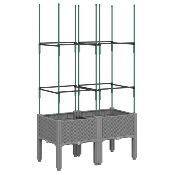 vidaXL plantekasse med espalier 80x40x142,5 cm PP lysegrå -  Plantekrukker