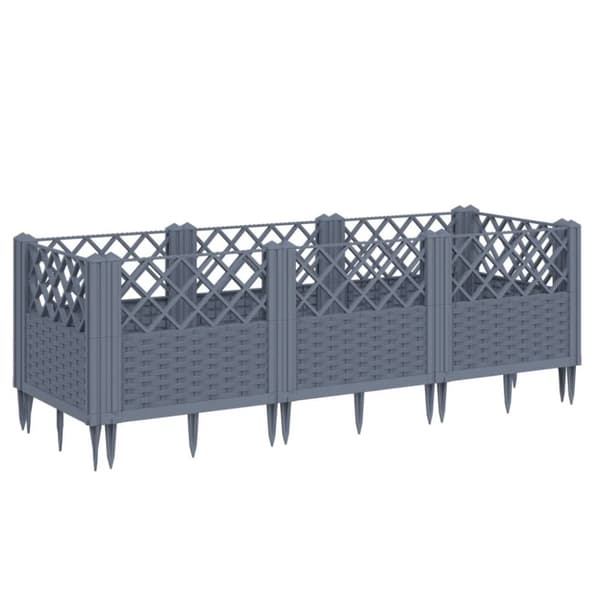 vidaXL plantekasse med spyd 123,5x43,5x43,5 cm PP grå - Plantekrukker
