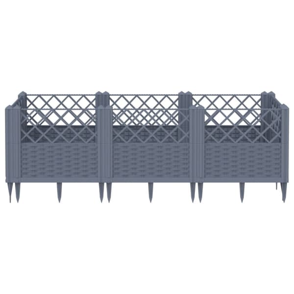 vidaXL plantekasse med spyd 123,5x43,5x43,5 cm PP grå - Plantekrukker