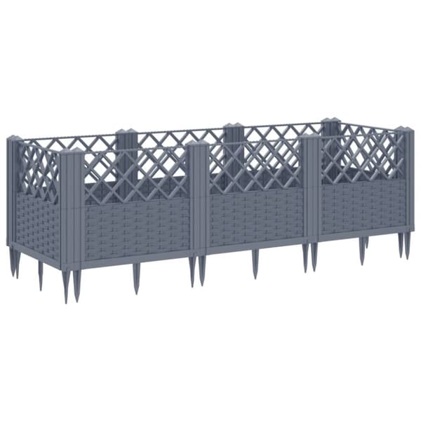 vidaXL plantekasse med spyd 123,5x43,5x43,5 cm PP grå - Plantekrukker