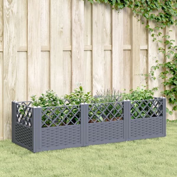 vidaXL plantekasse med spyd 123,5x43,5x43,5 cm PP grå - Plantekrukker
