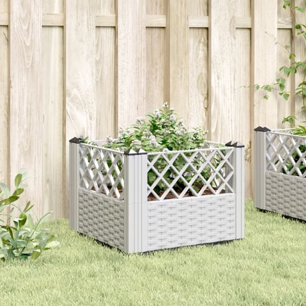vidaXL plantekasse med spyd 43,5x43,5x43,5 cm PP hvid -  Plantekrukker