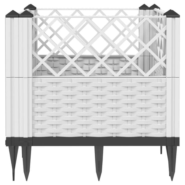 vidaXL plantekasse med spyd 43,5x43,5x43,5 cm PP hvid - Plantekrukker