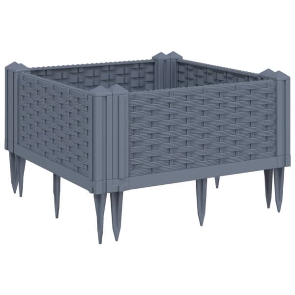 vidaXL plantekasse med spyd 42,5x42,5x28,5 cm PP grå -  Plantekrukker
