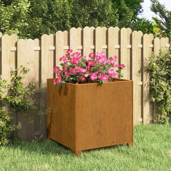 vidaXL plantekasse med ben 42x40x43 cm cortenstål rustfarvet -  Plantekrukker