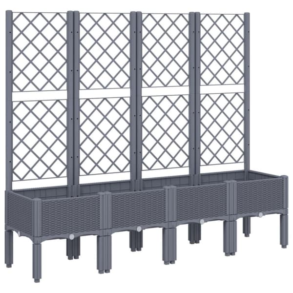 vidaXL plantekasse med espalier 160x40x142 cm PP grå -  Plantekrukker
