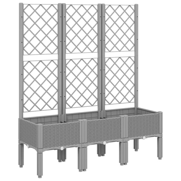vidaXL plantekasse med espalier 120x40x142 cm PP lysegrå -  Plantekrukker