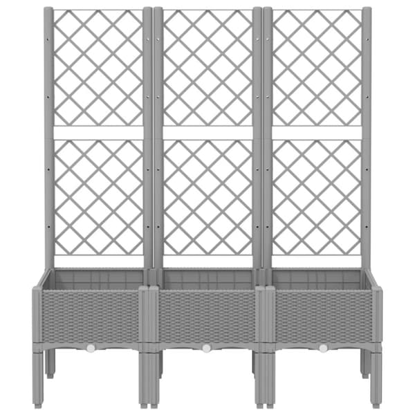 vidaXL plantekasse med espalier 120x40x142 cm PP lysegrå -  Plantekrukker