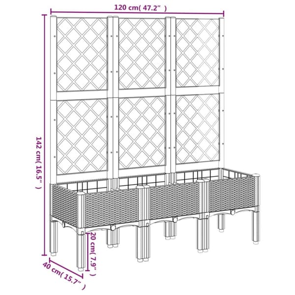 vidaXL plantekasse med espalier 120x40x142 cm PP lysegrå -  Plantekrukker