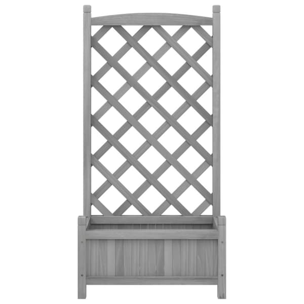vidaXL plantekasse med espalier massivt grantræ grå -  Plantekrukker
