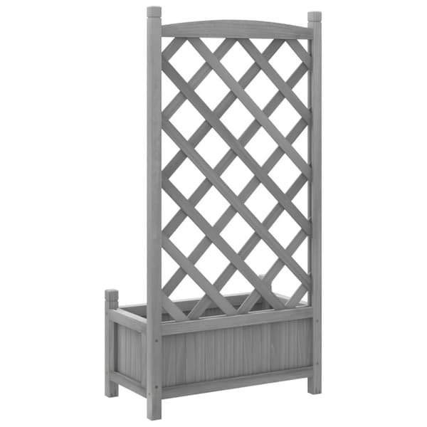 vidaXL plantekasse med espalier massivt grantræ grå -  Plantekrukker