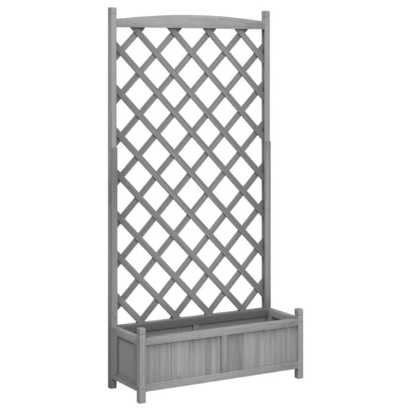 vidaXL plantekasse med espalier massivt grantræ grå -  Plantekrukker