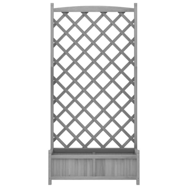 vidaXL plantekasse med espalier massivt grantræ grå -  Plantekrukker