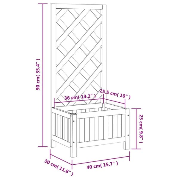 vidaXL plantekasse med espalier massivt grantræ brun -  Plantekrukker
