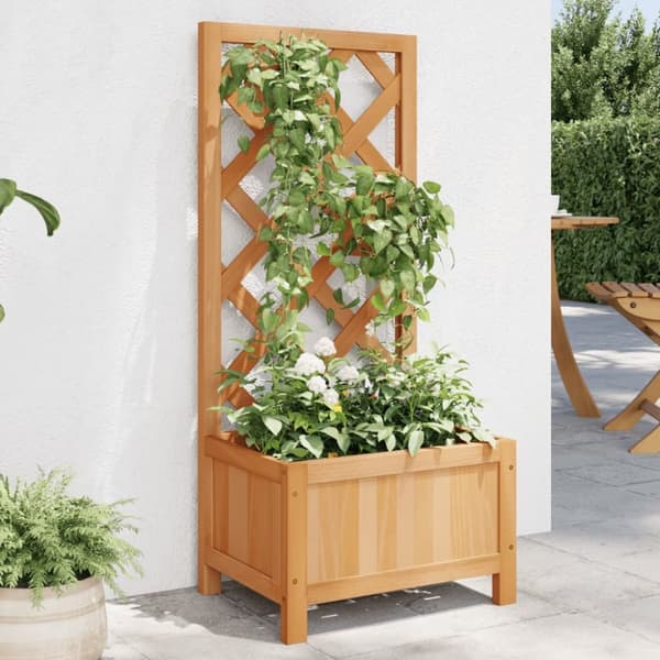 vidaXL plantekasse med espalier massivt grantræ brun -  Plantekrukker