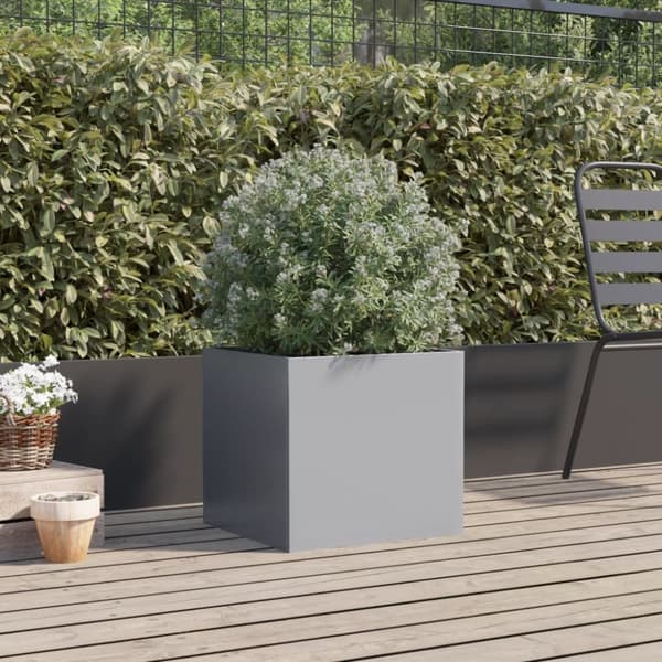 vidaXL Odlingslåda silver 42x40x39 cm galvaniserat stål - Krukor & odlingslådor