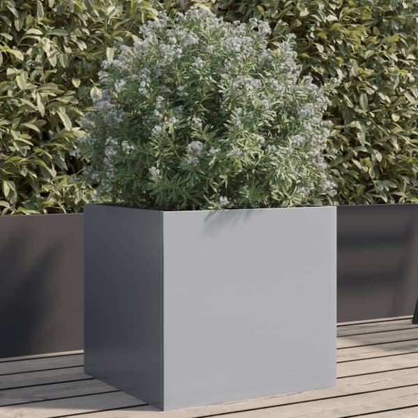 vidaXL Odlingslåda silver 42x40x39 cm galvaniserat stål - Krukor & odlingslådor